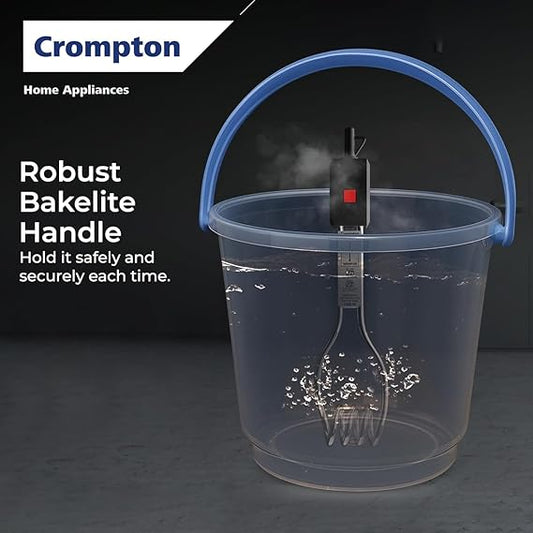 Crompton AIMR-B1A 1000W Superfast heating Immersion Rod| 100% Shock Proof| Anti-corrosive coating| Energy Saving| Powerful Heating Element| Bucket Hook & Light Indicator| 2 Years Warranty