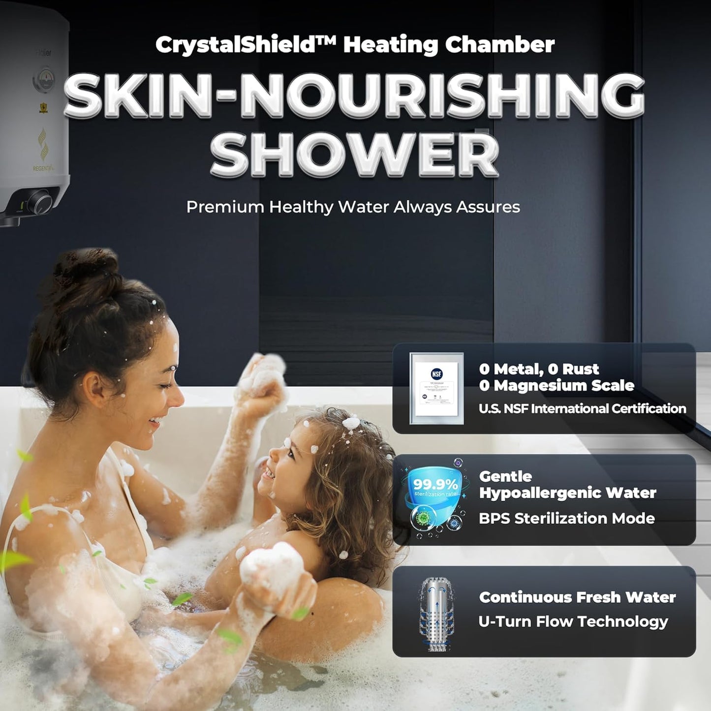 Haier Regenta Pro Water Geyser 15 ltr 5 Star 1-3 KW Convertible Electric Geyser Free Installation & Connection Pipe| Warranty 10 Yr on Tank| Advanced PP Body| Shock Proof| Enamel Tank| 11-Level Safety