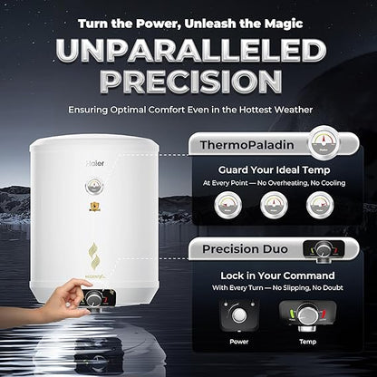 Haier Regenta Pro Water Geyser 15 ltr 5 Star 1-3 KW Convertible Electric Geyser Free Installation & Connection Pipe| Warranty 10 Yr on Tank| Advanced PP Body| Shock Proof| Enamel Tank| 11-Level Safety